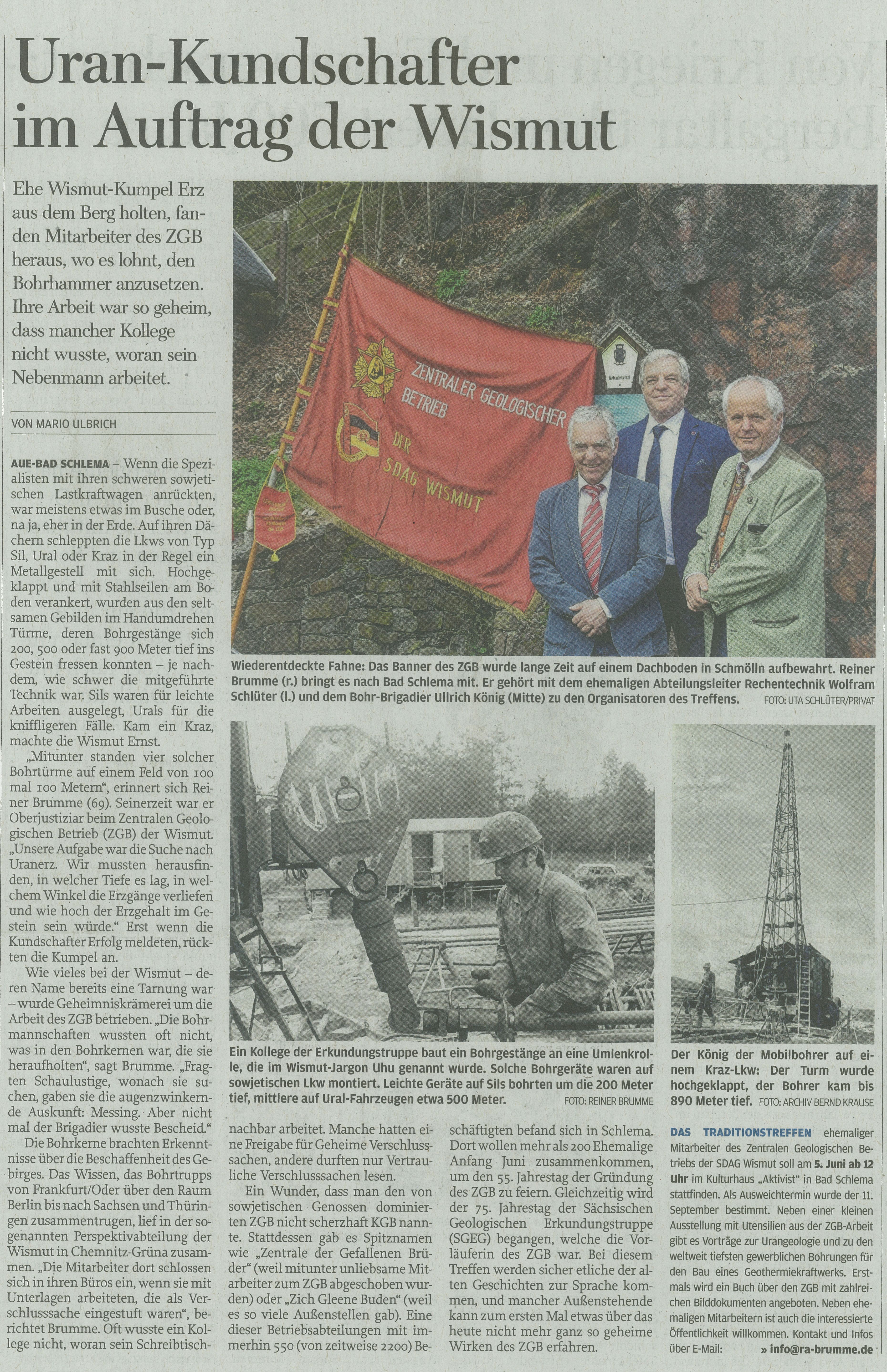 ZGB-Traditionstreffen in Freie Presse 30.04.2021